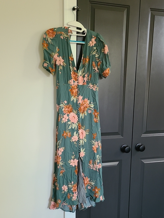 Petal & Pup Dresses & Skirts - Petal & Pup Green Floral Maxi Dress with Pink & Orange Blooms